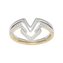 Two Tone 14k Gold 1/4 Carat T.W. Diamond Arrow Stack Ring Set by