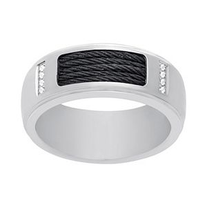 1913 Men's Stainless Steel Cubic Zirconia & Wire Ring