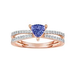 10k Rose Gold Tanzanite & White Topaz Ring by