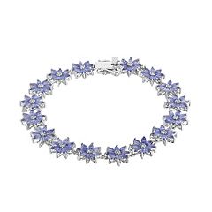 Sterling Silver Tanzanite & White Topaz Flower Bracelet by