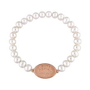 Laura Ashley 10k Rose Gold Plated Freshwater Cultured Pearl Stretch Bracelet