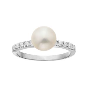 Sophie Miller Sterling Silver Freshwater Cultured Pearl & Cubic Zirconia  Ring