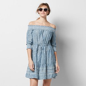 Women's SONOMA Goods for Life™ Off-the-Shoulder Chambray Shift Dress