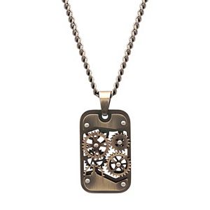 Men's Stainless Steel Gear Dog Tag Necklace