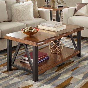 HomeVance Ackerly Mixed Media Rustic Coffee Table