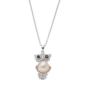 Sophie Miller Sterling Silver Freshwater Cultured Pearl & Cubic Zirconia Owl Pendant