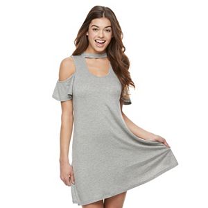 Juniors' Almost Famous Choker Cold-Shoulder Dress