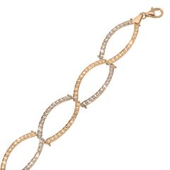 Diamond Fascination 14k Gold Two Tone Diamond Accent Oval Link Bracelet by