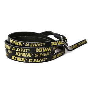 Adult Iowa Hawkeyes Leather Wrap Bracelet