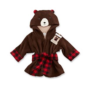 Baby Aspen Beary Bundled Brown & Red Hooded Robe