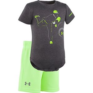 Baby Boy Under Armour Baseball Graphic Bodysuit & Mesh Shorts Set