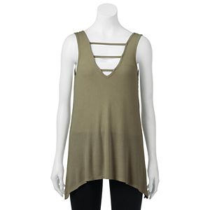 madden NYC Juniors' Ribbed Strappy V-Neck Tank