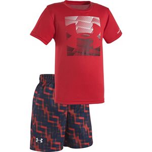 Baby Boy Under Armour Linear Logo Tee & Print Shorts Set
