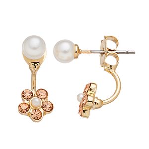 LC Lauren Conrad Simulated Pearl & Flower Front-Back Earrings
