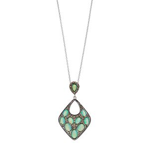 Tori Hill Silver Plated Simulated Opal & Marcasite Pendant