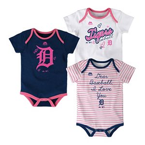 Baby Majestic Detroit Tigers 3-Pack Bodysuits