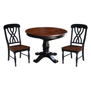 International Concepts Round Pedestal Dining Table, Leaf & Chair 4-piece Set