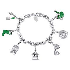 Laura Ashley Sterling Silver Lab-Created Sapphire Gardening Charm Bracelet Set by