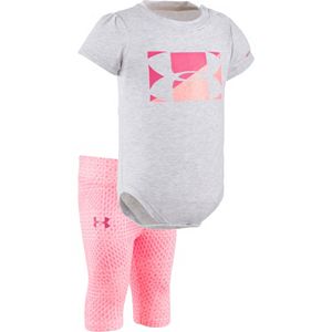 Baby Girl Under Armour Logo Graphic Bodysuit & Striped Capri Leggings Set