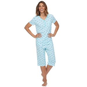 Women's Croft & Barrow® Pajamas: Skimmer Capris & Henley Tee PJ Set
