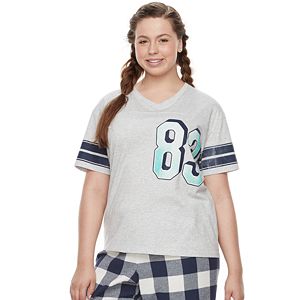 Juniors' Plus Size SO® Pajamas: Naptime Squad Football Graphic Tee