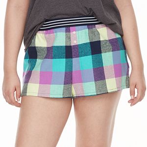 Juniors' Plus Size SO® Pajamas: Naptime Squad Flannel Boxer Shorts
