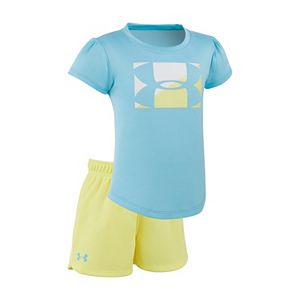 Baby Girl Under Armour Logo Graphic Tee & Mesh Shorts Set