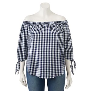 Juniors' Plus Size SO® Poplin Off The Shoulder Top