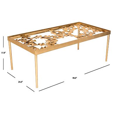 Safavieh Gold Finish Ginkgo Leaf Coffee Table