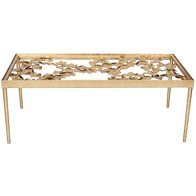 Safavieh Gold Finish Ginkgo Leaf Coffee Table