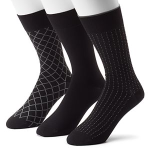 Men's 3-pack Marc Anthony Diamond & Solid Microfiber Dress Socks