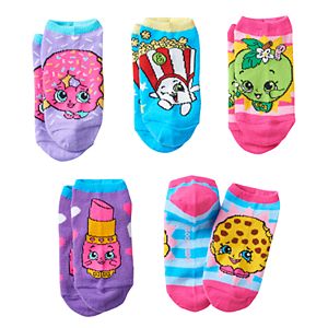 Girls 4-16 Shopkins Poppy Corn, Apple Blossom & Lippy Lips 5-pk. No-Show Socks