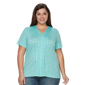 Plus Size Croft & Barrow® Pleated V-Neck Tee