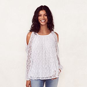 Women's LC Lauren Conrad Lace Cold-Shoulder Top