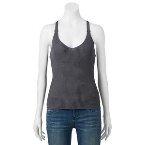 Juniors' Pink Republic Cross Back Knit Tank