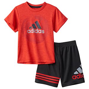 Baby Boy adidas Sports Ball Graphic Tee & Mesh Shorts Set