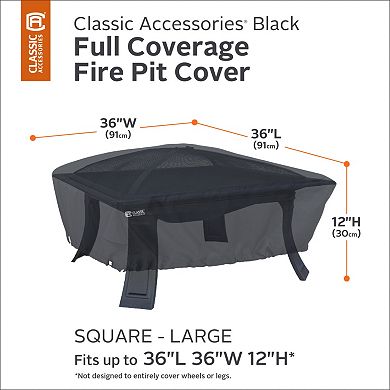 Black Large Square Fire Pit Cover