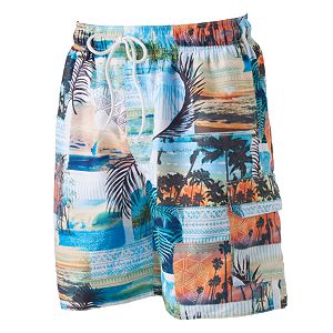 Big & Tall Croft & Barrow® Tropical Microfiber Swim Trunks