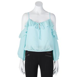 Juniors' Liberty Love Cold-Shoulder Ruffle Top