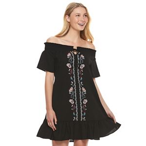 Juniors' Love, Fire Off Shoulder Peasant Dress