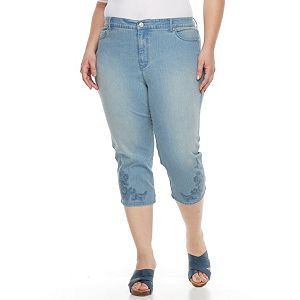 Plus Size Gloria Vanderbilt Margie Embroidered Capri Jeans