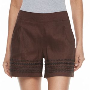 Petite Apt. 9® Embroidered Linen Blend Shorts