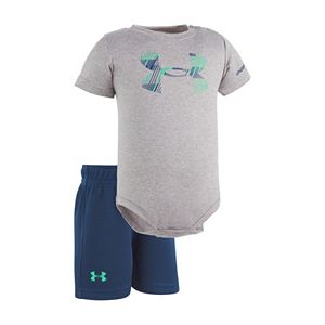 Baby Boy Under Armour Logo Graphic Bodysuit & Mesh Shorts Set