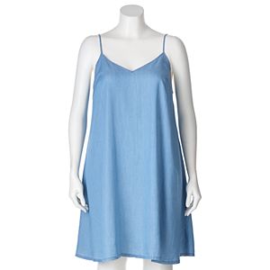 Juniors' Plus Size SO® Chambray Swing Dress