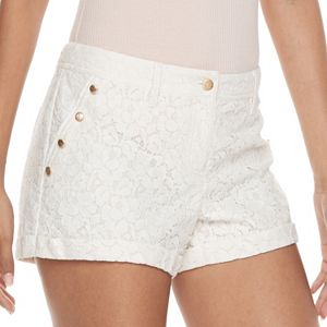 Juniors' Candie's® Button Accent Lace Shortie Shorts