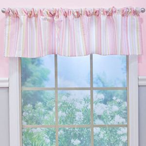 Nurture Crazy Daisy Pink Stripe Window Valance