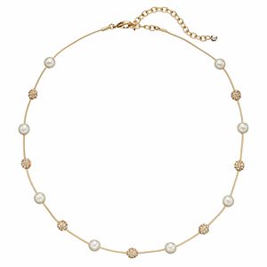 Napier Simulated Pearl & Fireball Station Necklace