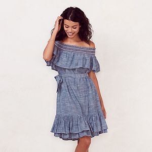 Women's LC Lauren Conrad Smocked Off-the-Shoulder Peasant Dress