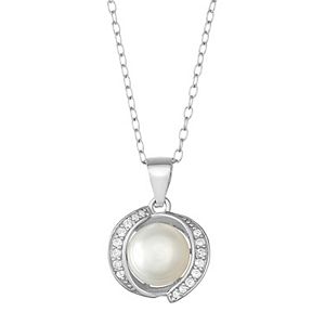 Sterling Silver Freshwater Cultured Pearl & Cubic Zirconia Pendant