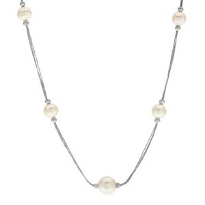 PearLustre by Imperial Sterling Silver Freshwater Cultured Pearl Station Necklace